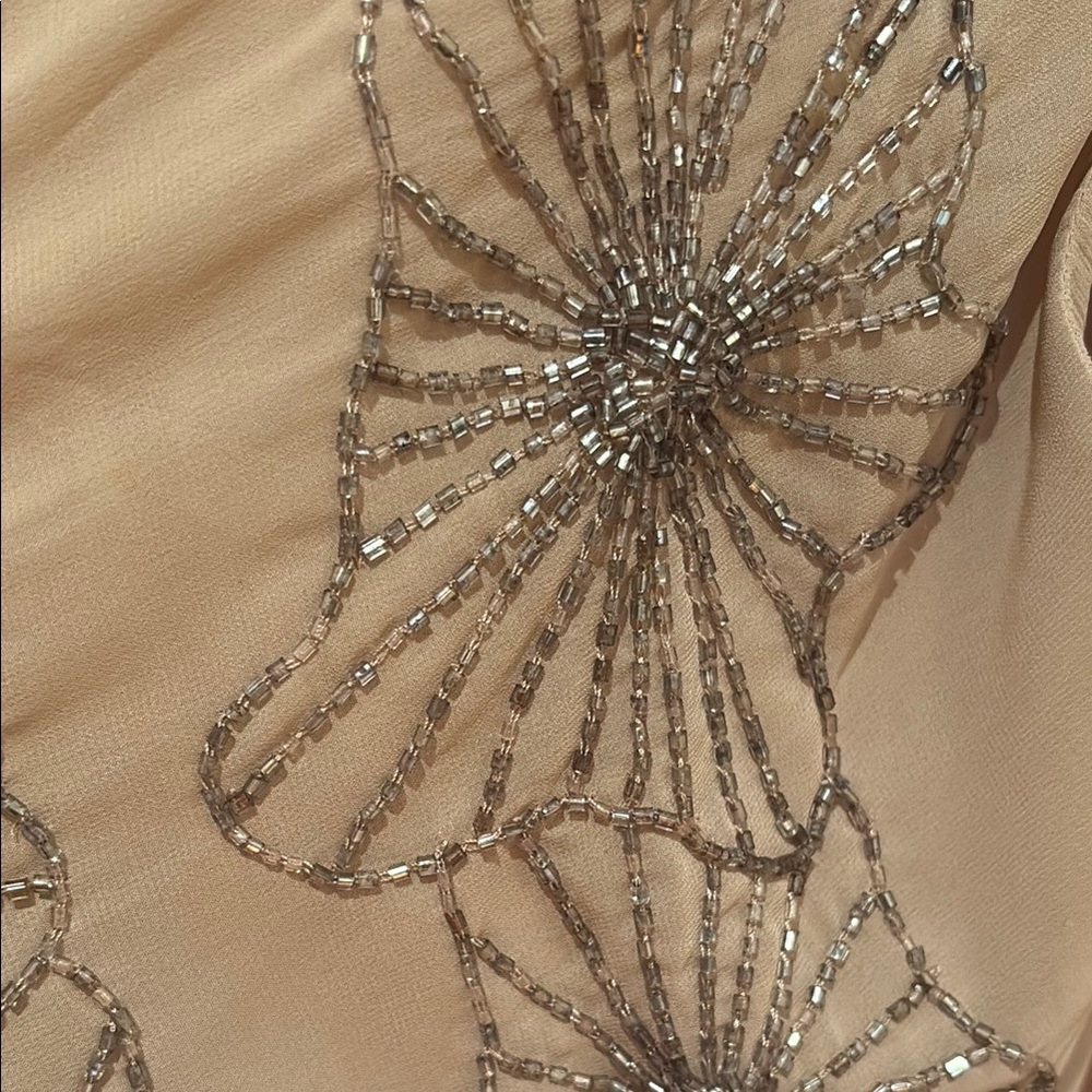 Elegant Tan Sleeveless Dress - Picture 3 of 5